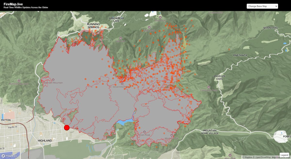 disaster_db's tweet image. Current Los Angeles Area Wildfire Boundaries &amp;amp; Satellite Hotspots
#1 Line Fire
#2 Airport Fire
#3 Bridge Fire

Seen on FireMap.live as of 2pm PST.
#WildfireUpdate #LineFire #AirportFire #BridgeFire