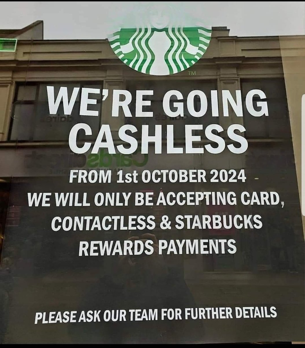 MCR89Meg's tweet photo. I hope this isn't for all stores! Awful. We need to still have cash! A woman who had been in an abusive relationship told me her partner used to track her every movement via her cards, he used to move all her money out too using apps. She could only escape using cash. https://t.co/imganhMHX0