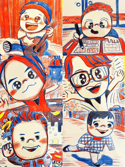 いつも似顔絵は赤青えんぴつですが、今回は画材を変えようかな?と考え中です!! 