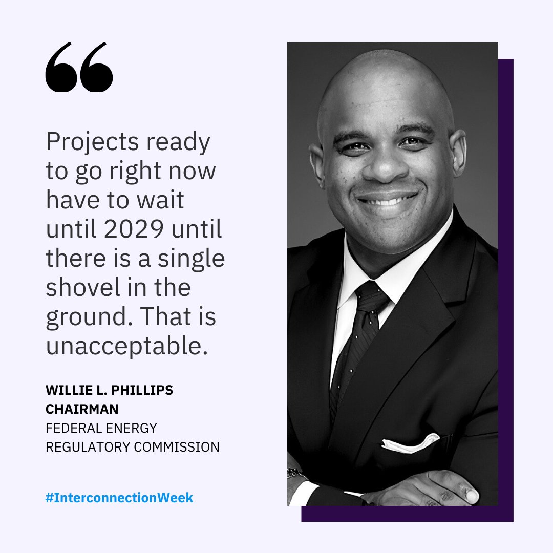 AdvEnergyUnited's tweet photo. As @wlpFERC shared in his opening remarks of today’s @FERC’s workshop, “our country has a severe interconnection queue backlog” with the average project waiting over 5 years.
Learn about the reforms we are proposing this #InterconnectionWeek: https://t.co/Zf7GRBKRqP https://t.co/25ZvbyEYOL