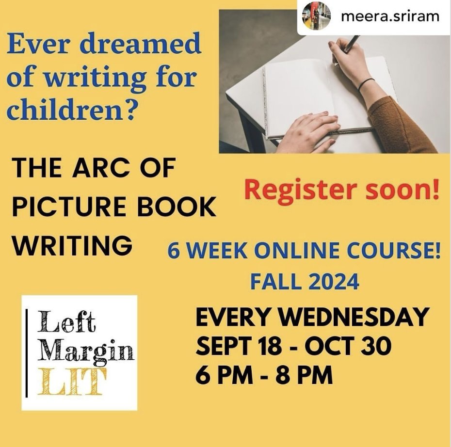 Looking for a class on #writing #picturebooks ? Look no further! I can highly recommend <a href="/Meeratsriram/">Meera Sriram</a> who is a friend, critique partner and fellow picture book author!

#WritingCommmunity #kidlit