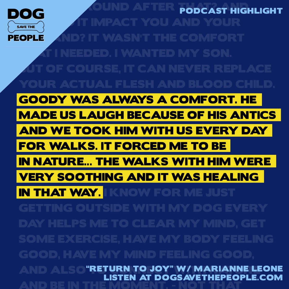 ICYMI - Actress, screenwriter, essayist, and book author Marianne Leone is our latest guest!

She speaks about her latest book, Five-Dog Epiphany, and how those companions have helped her over the years.

Apple - podcasts.apple.com/us/podcast/ret…
Spotify - open.spotify.com/episode/0kFTzh…