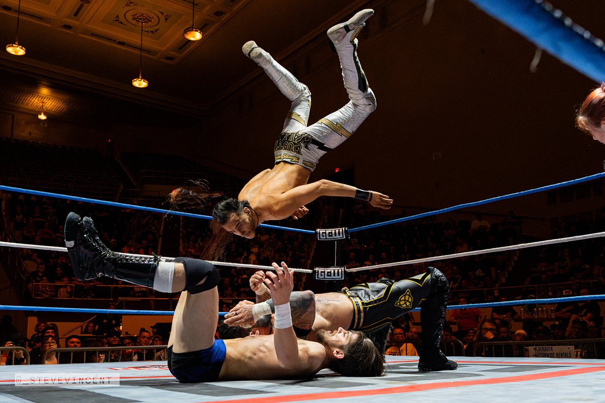 ItsDustinWaller's tweet photo. 💫

Dustin Waller, Marcus Mathers &amp; Alec Price vs. Jack Cartwheel, Arez &amp; Galeno Del Mal / Game Changer Wrestling “Now And Forever” (8/2/24)

📸 - @_SteveVincent

#TheSpeedSensation #DustinFlashWaller https://t.co/1416P95Dhw