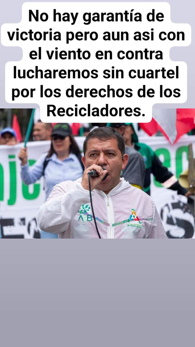 <a href="/RecicladoresARB/">ARB ESP</a> <a href="/ARBBogota/">Nohra Padilla</a> <a href="/ANRColombia/">ANR Colombia</a> <a href="/GAIAREC1/">GAIAREC</a> <a href="/RedLacre/">Red Lacre</a> <a href="/WIEGOGLOBAL/">WIEGO</a> <a href="/GAIAnoburn/">GAIA -Global Alliance for Incinerator Alternatives</a> <a href="/GAIA_LAC/">GAIA América Latina</a> <a href="/globalrec_org/">♻️ International Alliance of Waste Pickers</a> Gracias a los Recicladores de Bogotá y sus  Organizaciones que confiaron en mi para Reprentarlos en la actualización del PGIRS 2024