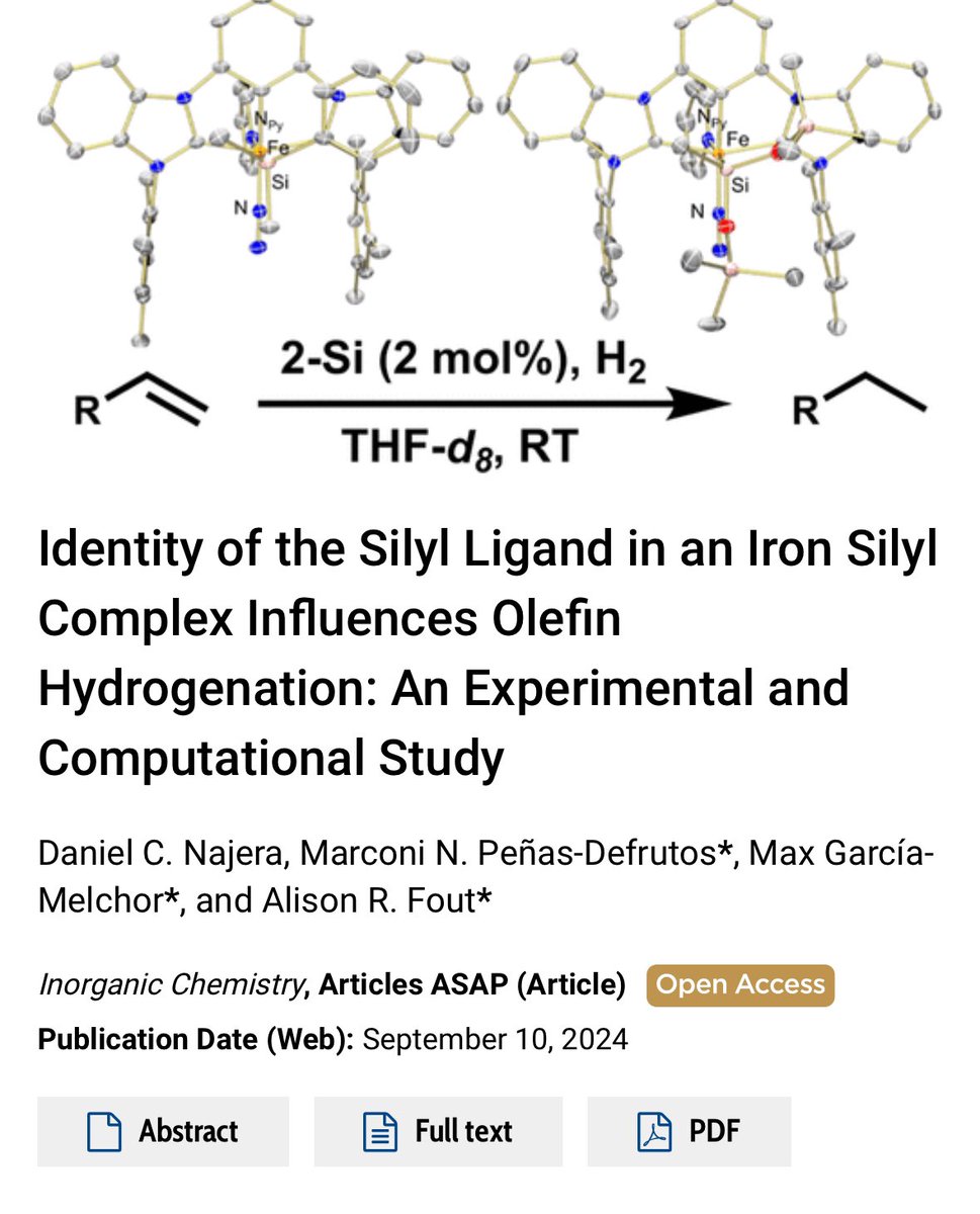 Congrats to <a href="/DanielsAdvice/">Daniel Najera, PhD</a> on your beautiful iron-silyl paper out in <a href="/InorgChem/">Inorganic Chemistry</a> today!