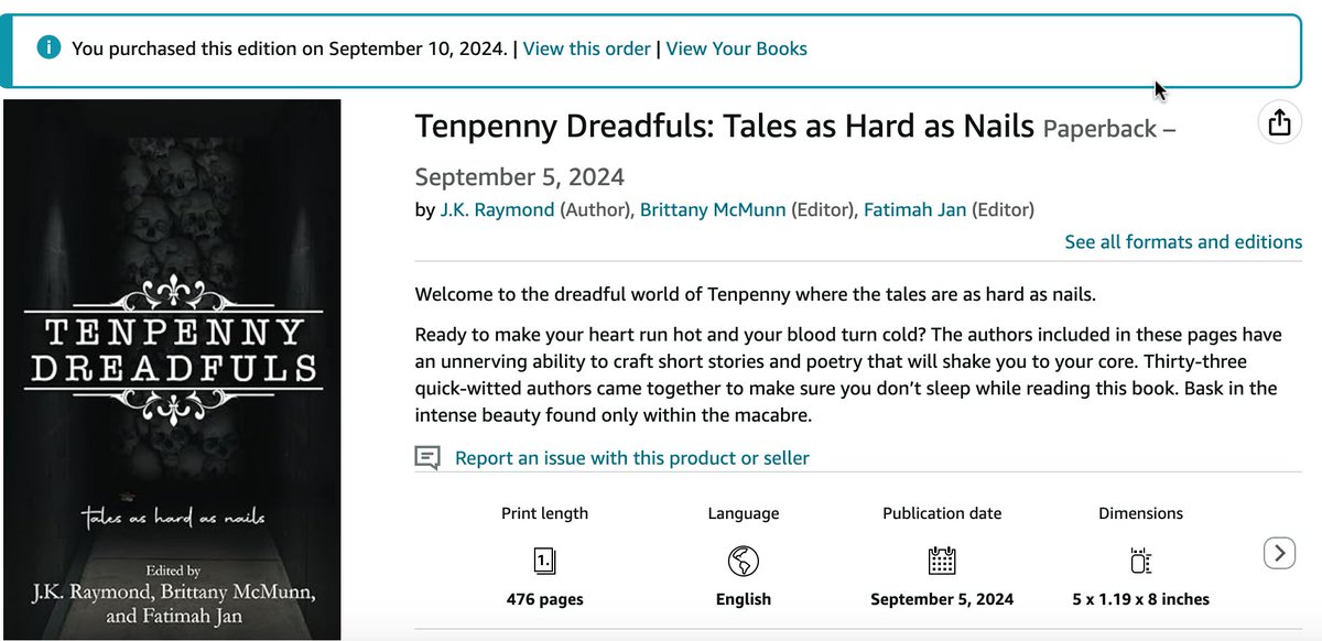 I'm so excited to hold this anthology in my hand and read these amazing submissions! <a href="/JKRaymondAuthor/">J.k. Raymond📖Infinite Mass & Tenpenny Anthologist</a> <a href="/authorbrittmack/">Brittany Mack - Editor/Author/Publisher</a> <a href="/WildInkPub/">Wild Ink Publishing</a> Spooky Season is here!