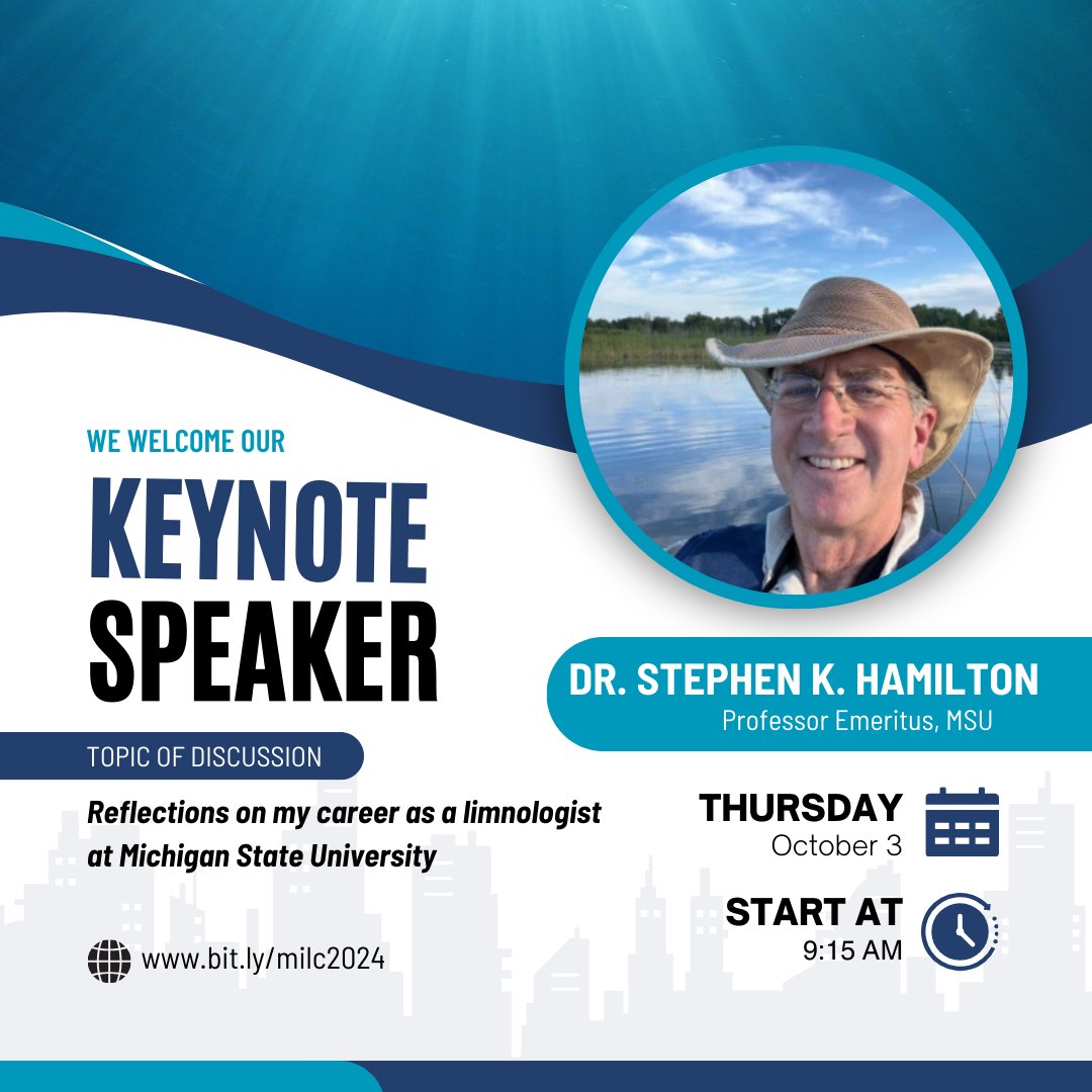 We're pleased to announce our first Keynote Speaker for the 2024 Michigan Inland Lakes Convention! Dr. Stephen K. Hamilton, Professor Emeritus of <a href="/KelloggBioStn/">W.K. Kellogg Biological Station</a> and <a href="/caryinstitute/">Cary Institute</a>, will reflect on his career as a limnologist at <a href="/michiganstateu/">MSU</a>. Details: canr.msu.edu/michiganlakes/…