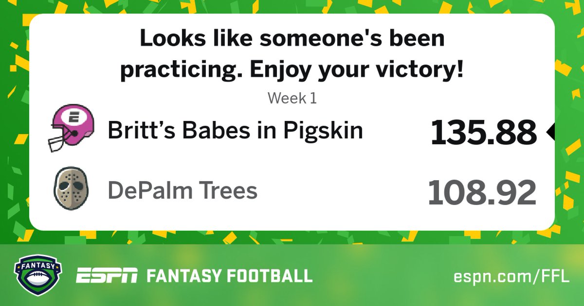 Check out my results from my ESPN Fantasy Football league via <a href="/ESPN/">ESPN</a> Fantasy - via <a href="/ESPN/">ESPN</a> Fantasy