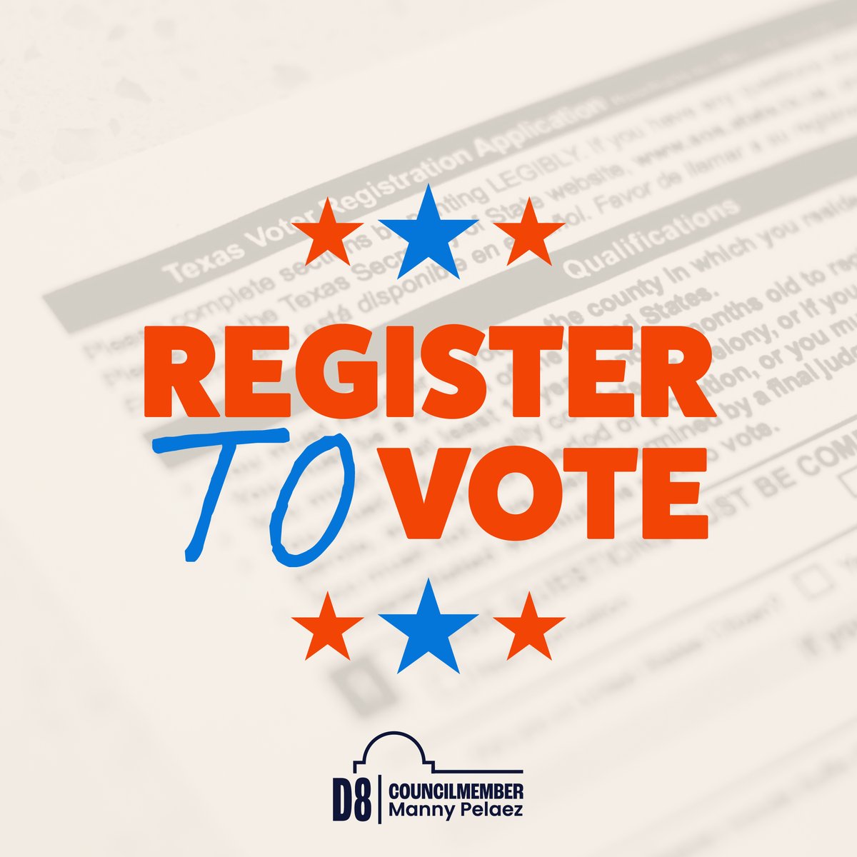 MannyforSA's tweet image. 🗳️ Election Day is approaching! Are you ready? The last day to register to vote is October 7, 2024. Visit votetexas.gov to confirm your registration.

📬 Voting by mail? Apply by October 25, 2024. Learn more here: .

#GetRegistered #Election2024