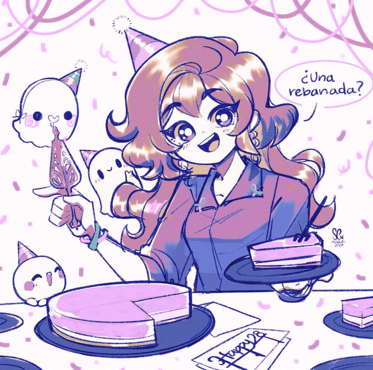 Hey! Ten una rebanada 🍰 \( UwU)/🎉 
Gracias por seguir aquí 🩷
