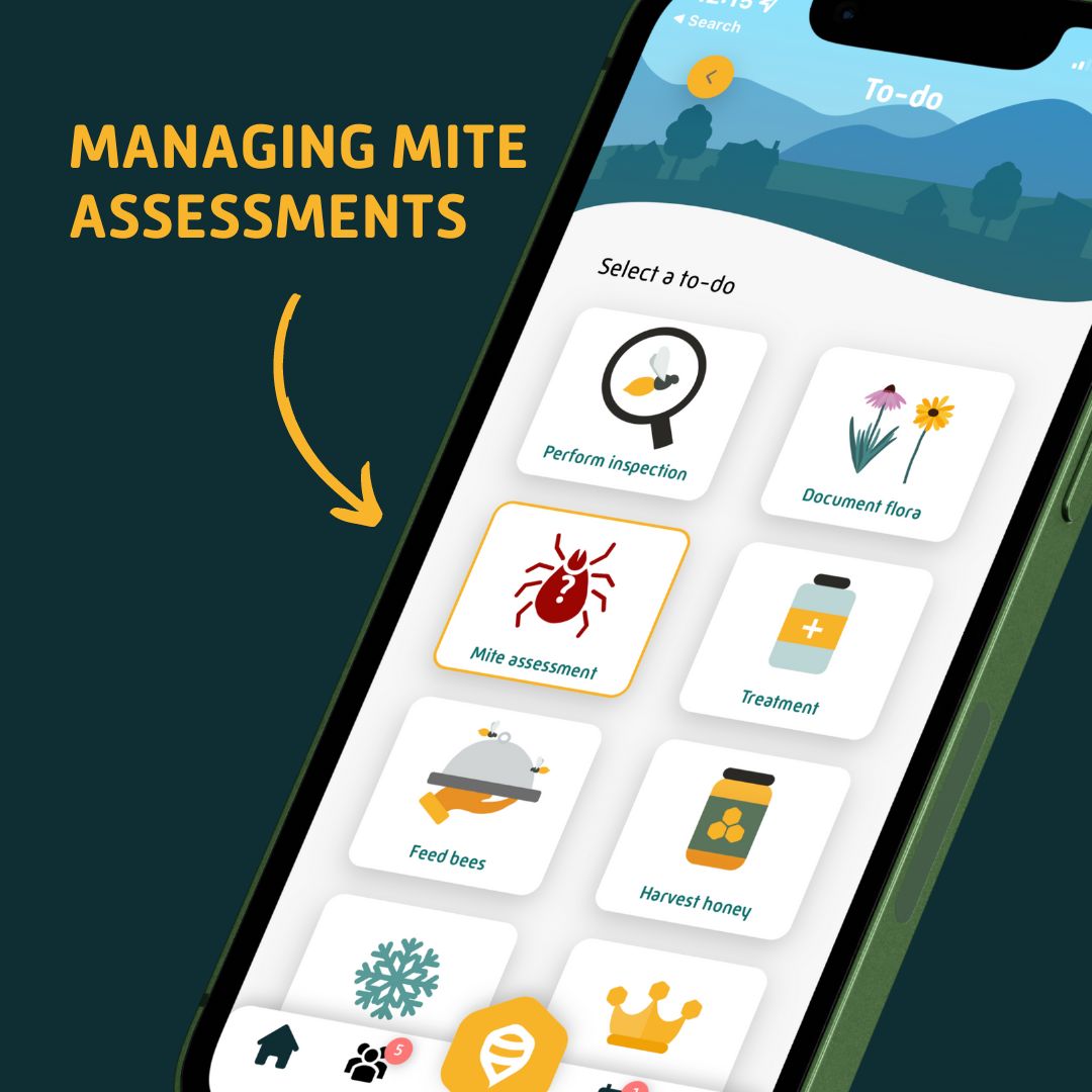 💡🐝  Tip of the day: Are you tracking your Mite Assessments in the HiveTracks App? Recording assessments before and after treatment provides a clear view of how effective your treatments are.