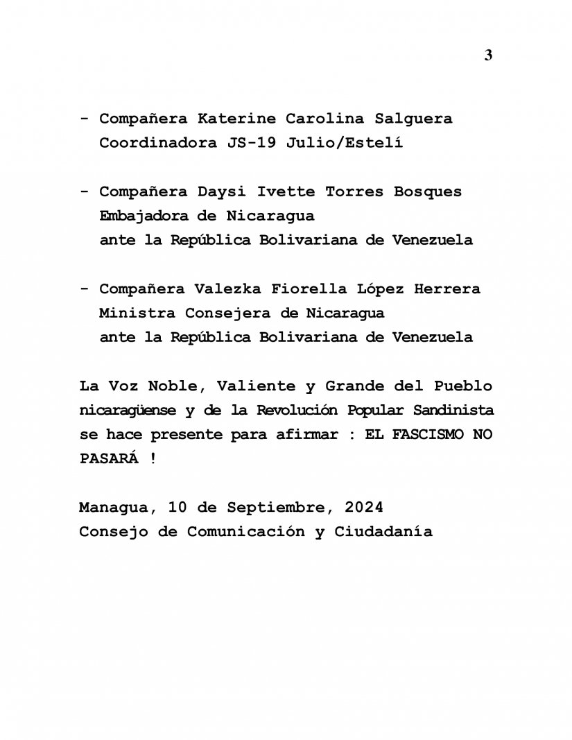 Nuestra Nicaragua, Bendita y Siempre Libre, y el FSLN participan en la Conferencia Mundial contra el Fascismo en Caracas, apoyando la paz y el derecho del pueblo venezolano a vivir seguro, tranquilo y próspero.
✊🇳🇮🖤❤️
#AmoraNicaragua
#SomosUNAN
#SoyCSM
#OrgulloDeMiPais