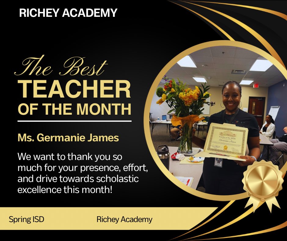 Ms. Shelton, M.Ed (@educateddiva19) on Twitter photo Congratulations to our Teacher of the Month, Ms. James! 🎉 Your dedication and passion make a world of difference in our campus community. #TeacherOfTheMonth #EducationExcellence #SpringISD <a href="/SpringISD/">Spring ISD</a> Congratulations to our Teacher of the Month, Ms. James! 🎉 Your dedication and passion make a world of difference in our campus community. #TeacherOfTheMonth #EducationExcellence #SpringISD <a href="/SpringISD/">Spring ISD</a>