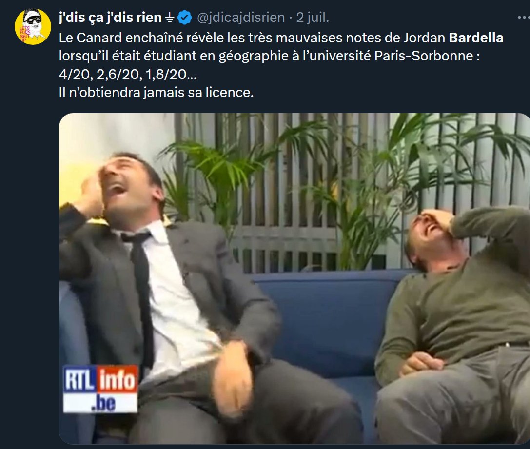 _saintete_pepe's tweet photo. début juillet ils se foutaient tous de Bardella avec son niveau d'étude, pas de mépris de classe ??🧐🤔 https://t.co/1Y5ebiWQiM