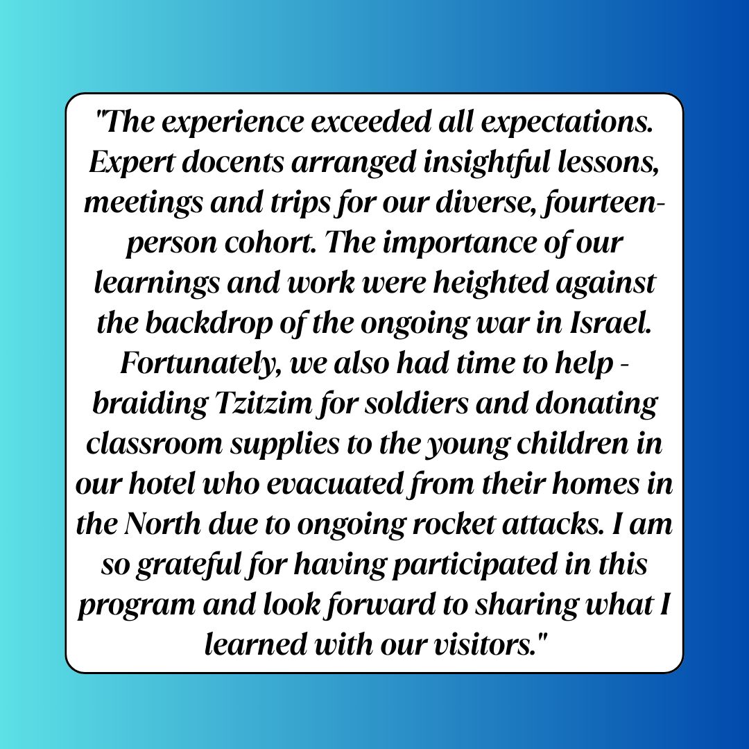 <a href="/HolocaustMemMia/">HolocaustMemorialMB</a> is shining a spotlight on the incredible work of our docents! Docent and 2G Sima Rosenthal participated in the educational seminar, "Holocaust Education in Challenging Times" at Yad Vashem in Jerusalem. Sima’s reflection on her time in Israel is very inspiring.