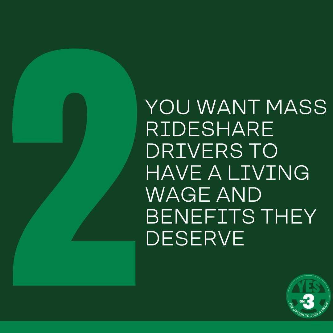 VoteYesOn3Mass's tweet photo. 3 reasons to Vote Yes on Question 3 this Nov:
1. You believe every worker deserves the option to join a union
2. You want MA rideshare drivers to earn a living wage and benefits we deserve
3. We’ve got amazing endorsements — thank you @AyannaPressley @AJCampbellMA @RepMcGovern https://t.co/4SMY7l5fMU