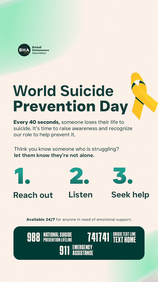Hey neighbors, today is World Suicide Prevention Day. We want to remind you that help is available for those who are hurting. Let's take a moment to raise awareness, show compassion, and remind others that help is available. #WorldSuicidePreventionDay