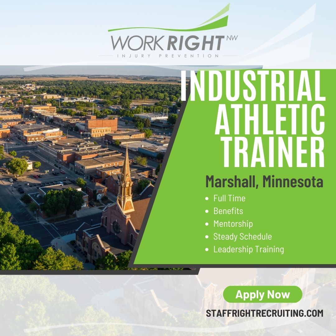 We're marshalling the #GreenTeam for a new #athletictrainer in #MarshallMN. Looking for an #industrialsetting opportunity in the Midwest? Apply at StaffRightRecruiting.com today! 
#hiring #wearehiring #nowhiring #jobsearch #atcjobs #atjobs #MinnesotaJobs #athletictraining