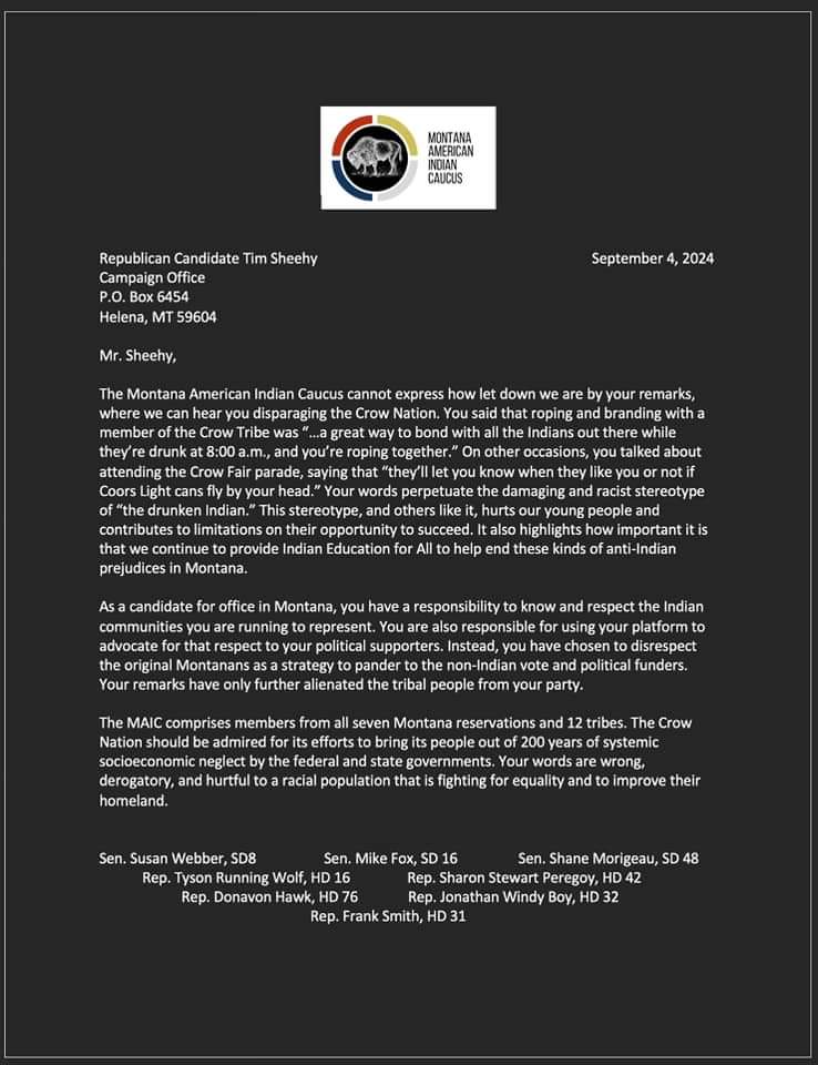 forever1sg's tweet image. I am not Little Shell or Crow.
However, as an indigenous person, I expect a response
#TimSheehy not a Montanan. Not FOR Montana.