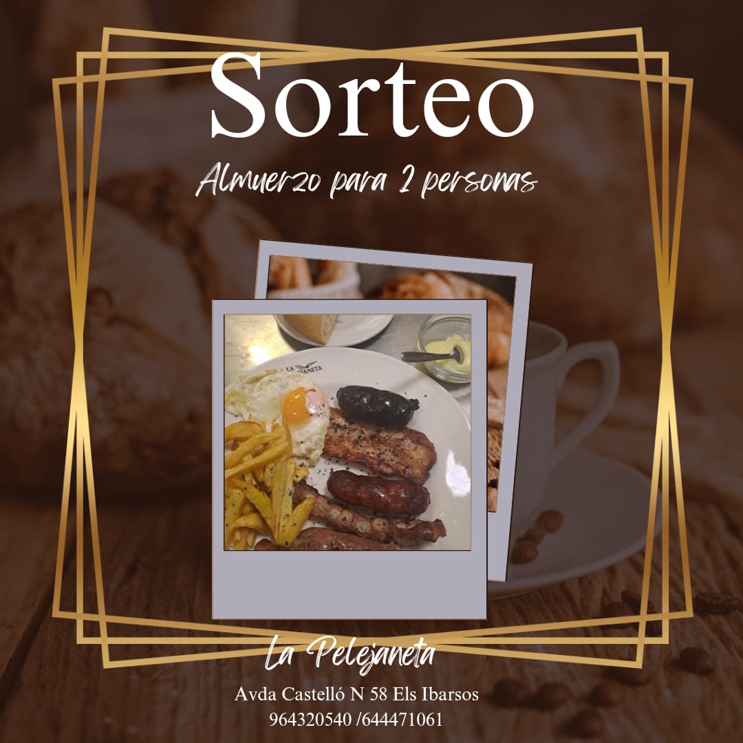 #sorteo Aunque estemos de vacaciones🎊...¡¡¡No paramos!!!
¡¡Sorteamos un ALMUERZO en La Pelejaneta!!
Gana un almuerzo para 2  en nuestro restaurante y disfruta de nuestros bocadillos, tapas o platos combinados hechos a la brasa. 🔥
Siguenos en IG <a href="/lapelejaneta/">La Pelejaneta</a> y sigue los pasos