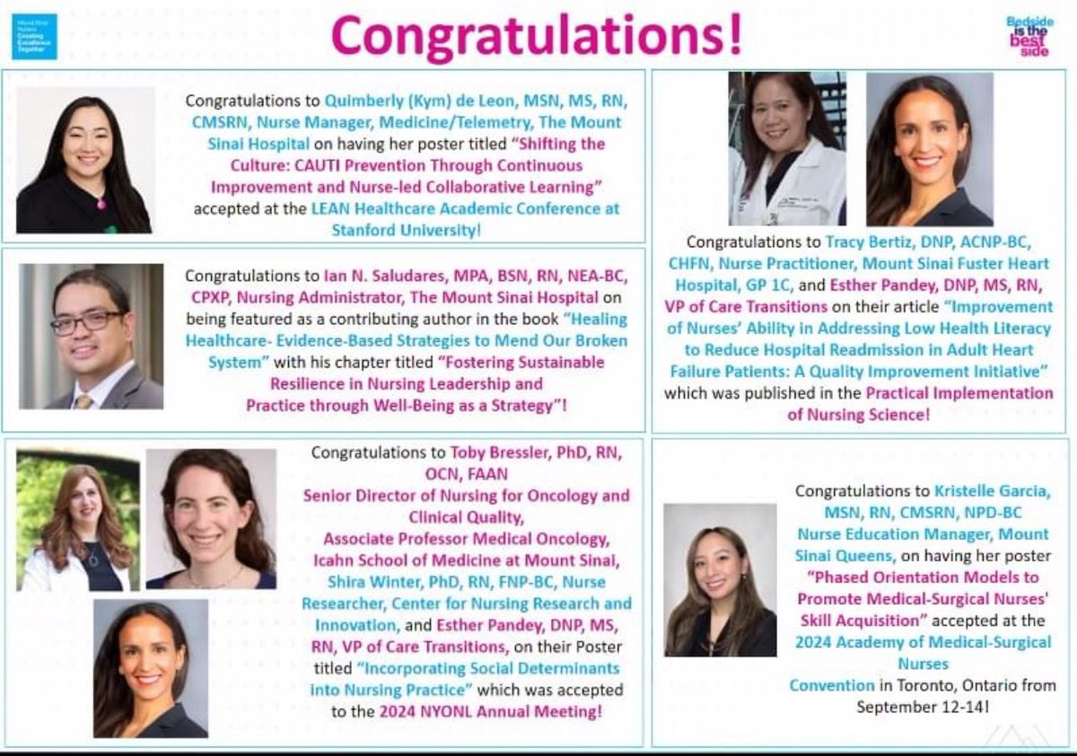 Thanks <a href="/MountSinaiNYC/">Mount Sinai Health System</a> <a href="/BethOliverVP/">Beth Oliver</a> for the shout out today.  #CreatingExcellenceTogether
