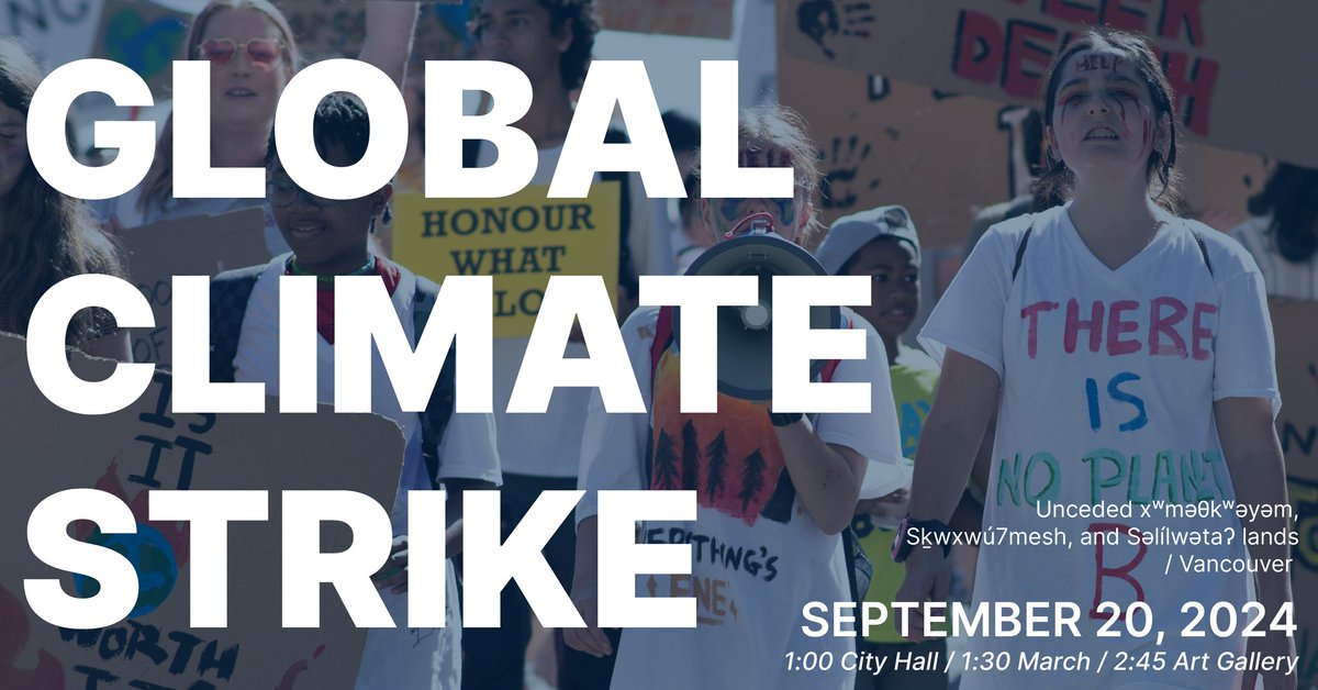 #Vancouver!📢On Fri. Sep. 20, join us along with climate champions of all ages for the #GlobalClimateStrike. Climate change is directly impacting our well-being and our wallets. Let's show our representatives – and major polluters – that enough is enough! forourkids.ca/vanclimatestri…
