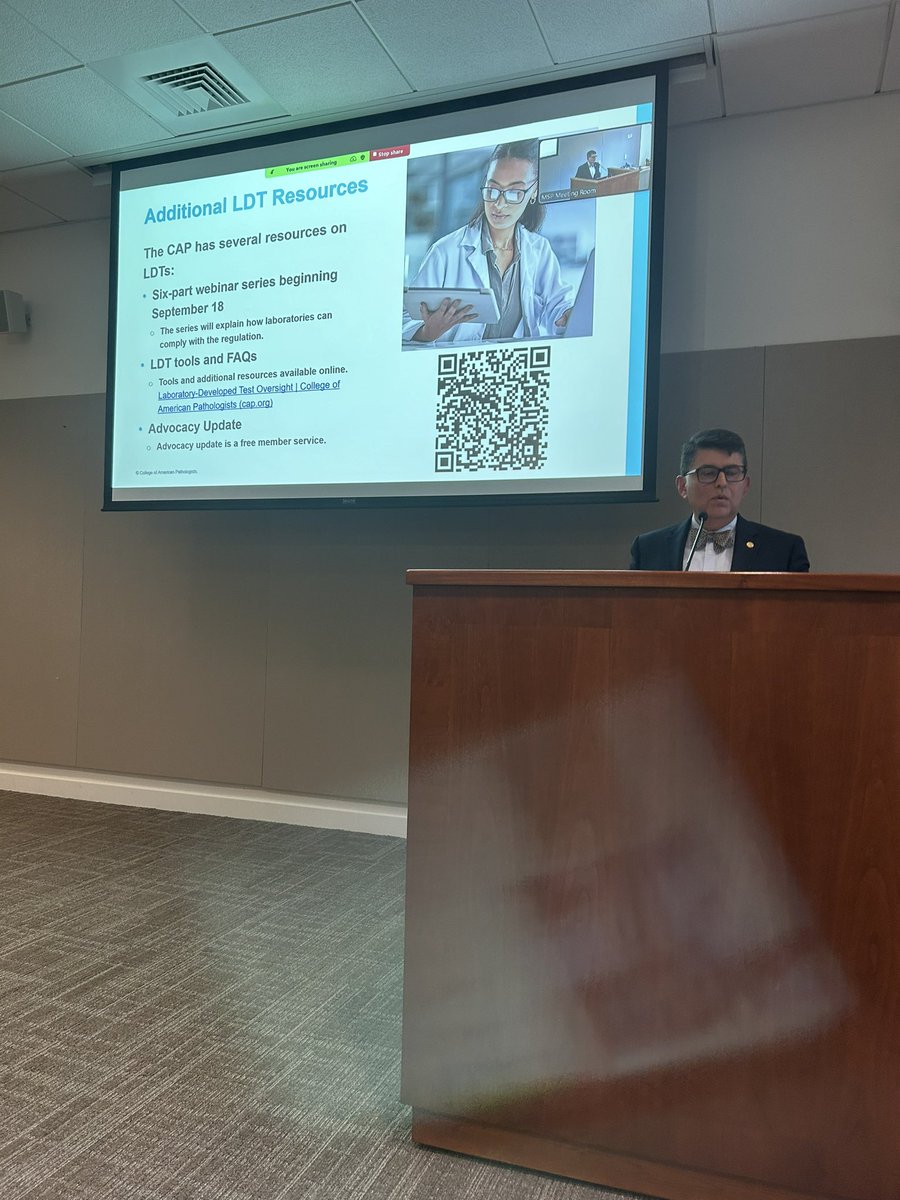 Dr. Martinez-Torres delivering CAP updates at the <a href="/MSPathologists/">Massachusetts Society of Pathologists</a> Fall Meeting showing how CAP works for all #pathologists