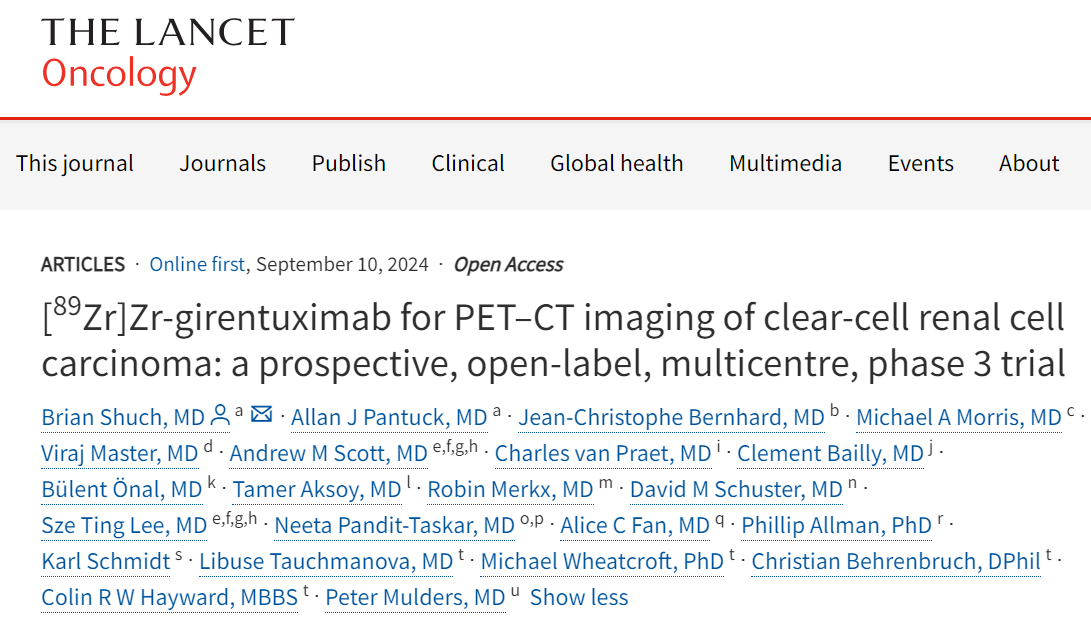 Just in <a href="/TheLancetOncol/">The Lancet Oncology</a> 👉Zr-girentuximab PET–CT is highly accurate for detecting ccRCC #kidneycancer (like PSMA-PET in prostate ca) Congrats, Brian <a href="/KidneyCancerDoc/">Brian Shuch, MD</a> et al, on these practice-impacting data. Open access👉tinyurl.com/4cwkm8u5 @morr316 <a href="/OncoAlert/">OncoAlert</a> <a href="/urotoday/">UroToday.com</a>