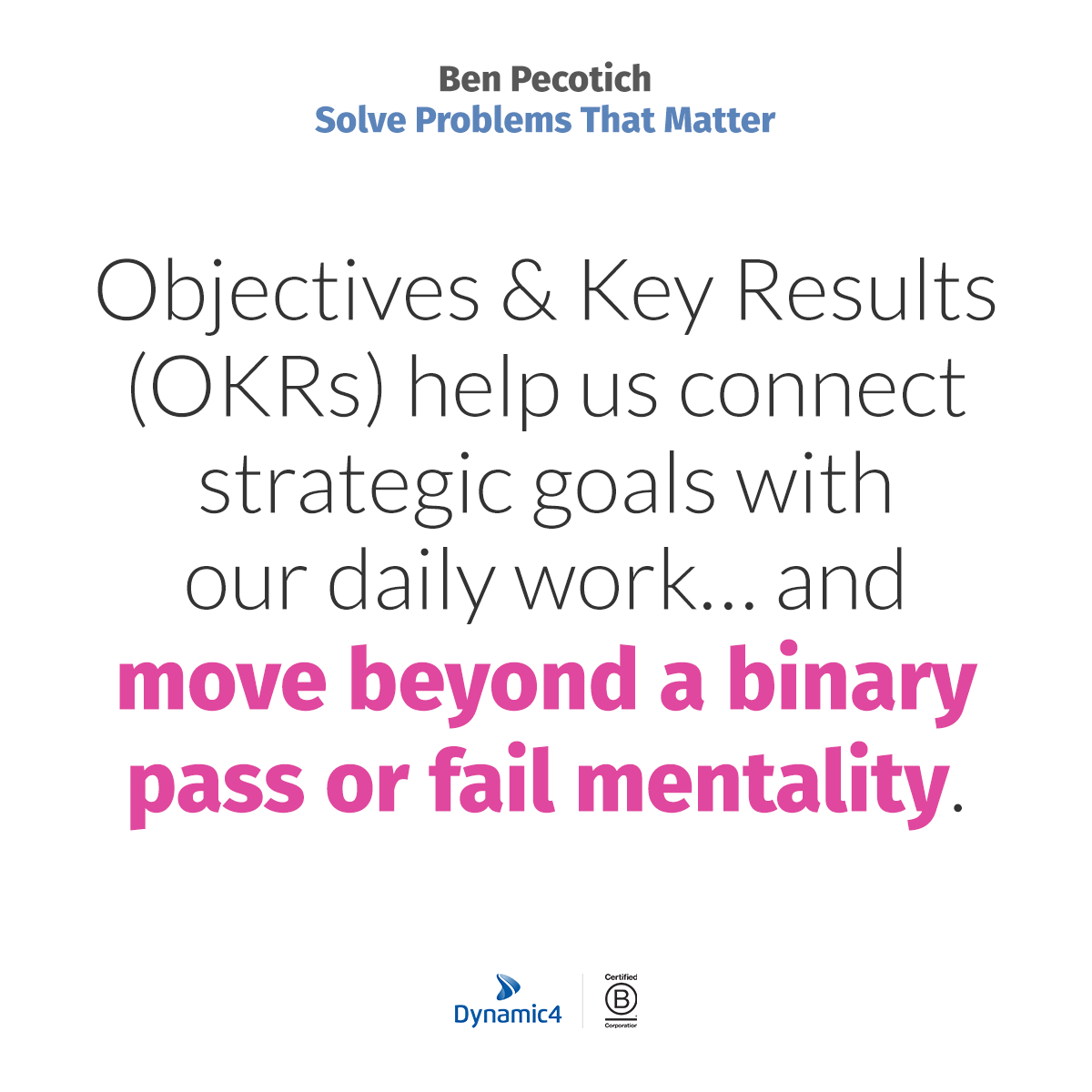 OKRs help us move beyond a binary pass or fail mentality.

What does this look like in action? In this blog post I guide you through the process of setting and grading your OKRs – and mapping your initiatives to them. dynamic4.com/ideas/use-obje…

#design #innovation #SPTMbook