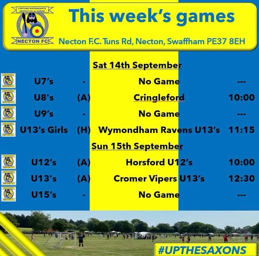 nectonfc1's tweet image. Here's the line up for our youth teams this weekend #upthesaxons