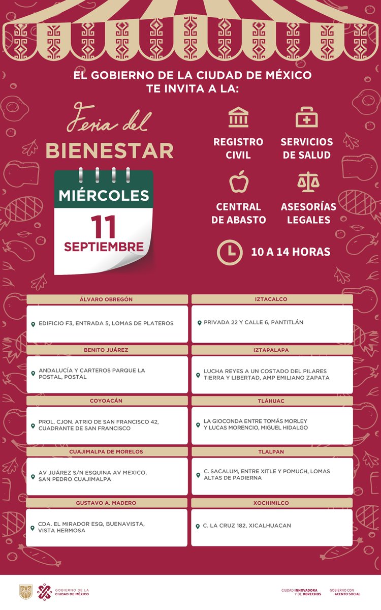 Todos_Somos_PC's tweet photo. ¡Productos a precio de Central de Abastos!🛒🍍  

En las #FeriasDelBienestar, el equipo de Participación Ciudadana te espera para que aproveches este y otros servicios que el @GobCDMX pone a tu disposición, como:

🎭Actividades culturales
🥛Tarjeta #Liconsa

¡Nos vemos mañana! 😎 https://t.co/IDFGKIsgRn