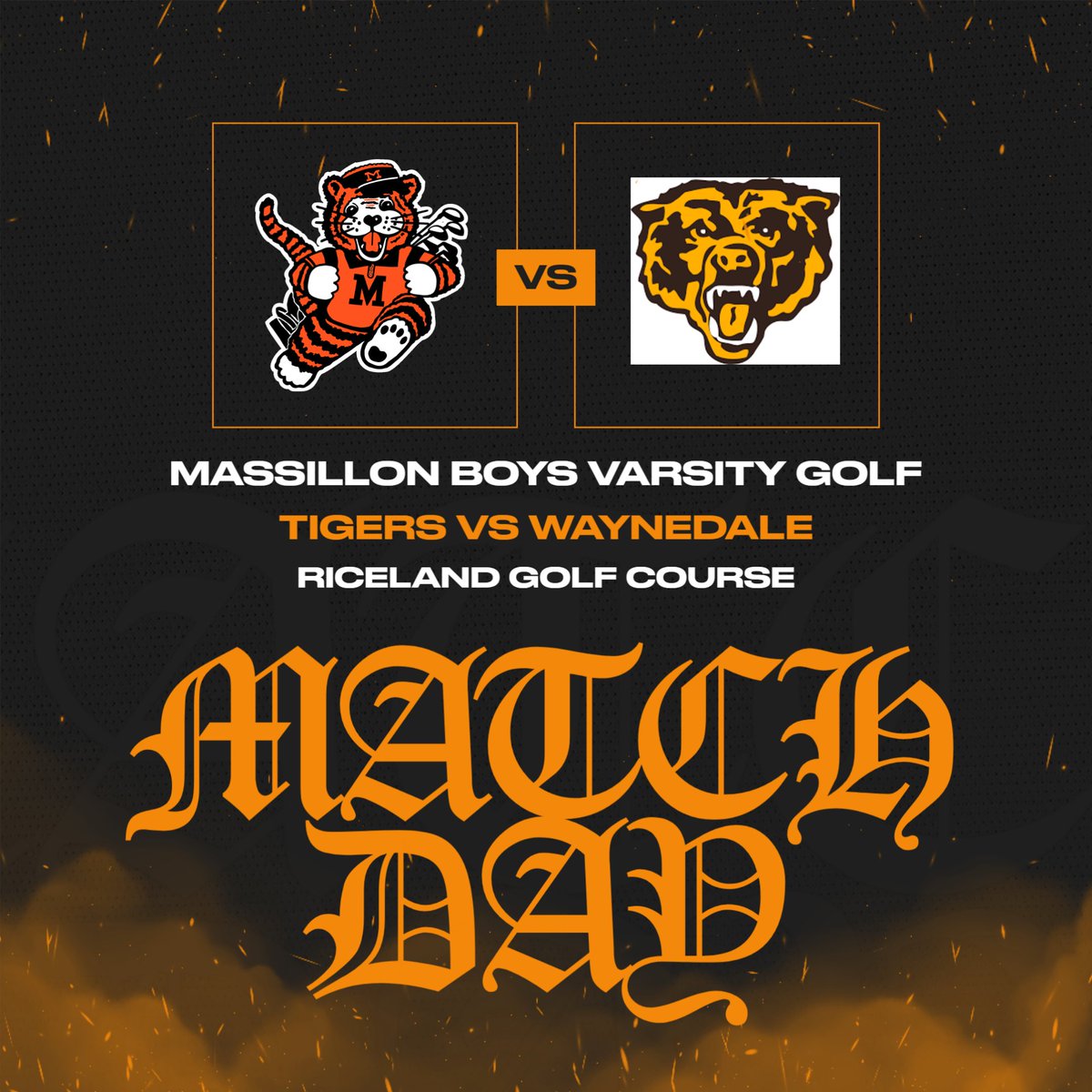 The Tigers take on Waynedale tomorrow at Riceland Golf Course. <a href="/MTigerAthletics/">Massillon Tigers</a>