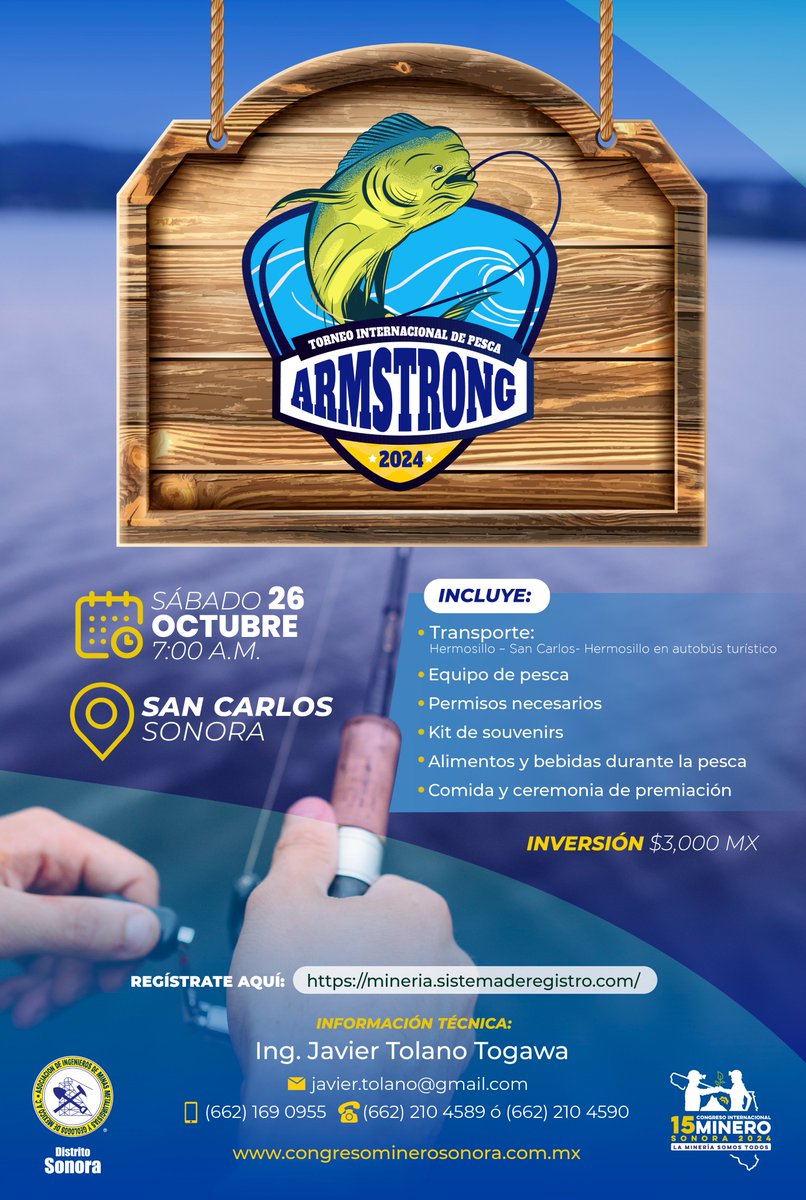 La belleza y calidez del Mar de Cortés te esperan en el Torneo Internacional de Pesca ‘Steve Armstrong’ el 26 de octubre, como parte de las actividades del #15CongresoInternacionalMinero #Sonora2024 🎣
#LaMineríaSomosTodos