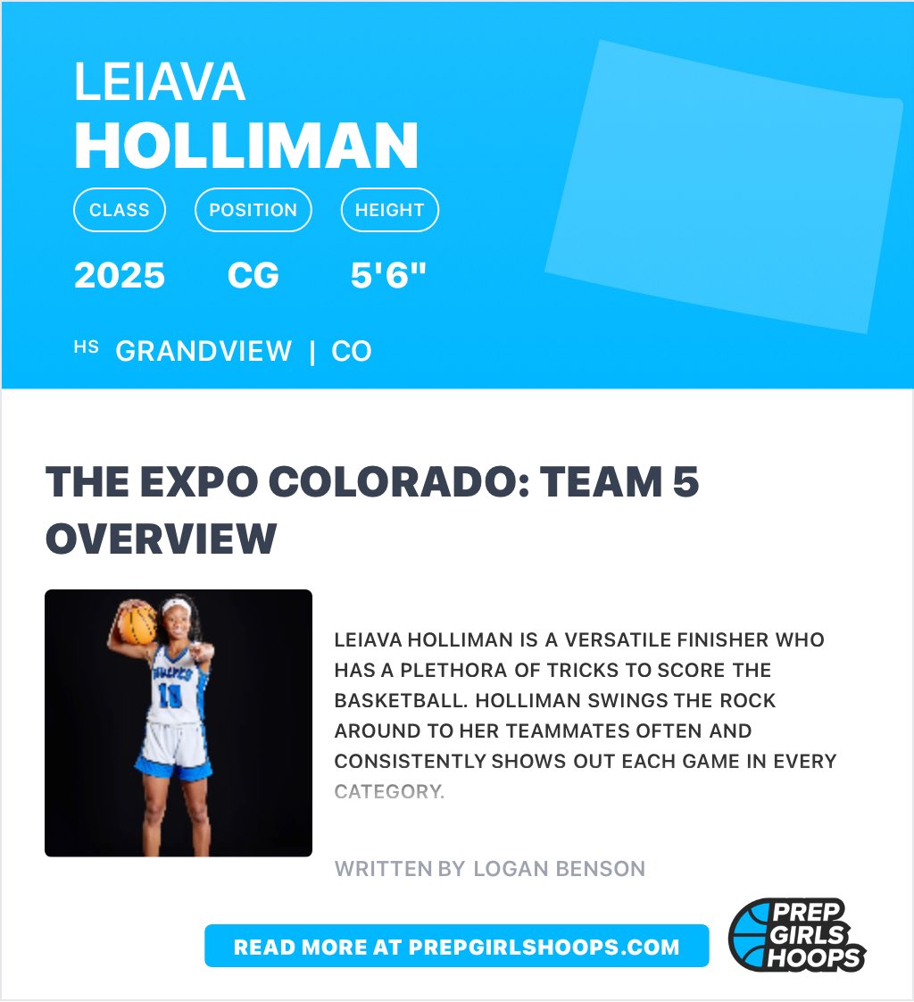 Leiava Holliman (@leiava_holliman) on Twitter photo Thank you <a href="/PrepGirlsHoops/">Prep Girls Hoops 🏀</a> <a href="/PGHColorado/">Prep Girls Hoops Colorado</a>
Excited for one last run with my <a href="/GHSWolvesGBball/">GHS Wolves Girls BB</a> teammates!! Thank you <a href="/PrepGirlsHoops/">Prep Girls Hoops 🏀</a> <a href="/PGHColorado/">Prep Girls Hoops Colorado</a>
Excited for one last run with my <a href="/GHSWolvesGBball/">GHS Wolves Girls BB</a> teammates!!