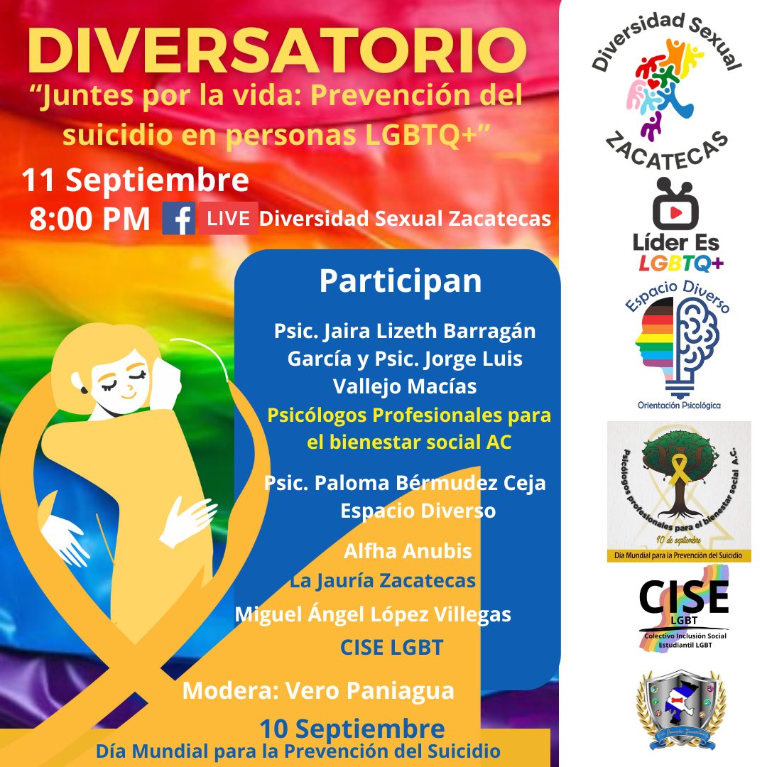 #Diversatorio #PrevenciónSuicidio 💛💛💛 Miércoles 11 sep 8pm.