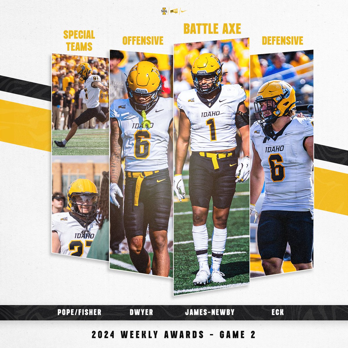 Time for weekly awards for Game Two!

🪓: <a href="/keyshawn_newby/">Keyshawn James-Newby</a> 
OMVP: <a href="/OfficialJdwyer/">jordan dwyer</a> 
DMVP: <a href="/jaxtonjay/">Jaxton Eck</a> 
STMVP: <a href="/CameronPope2022/">CameronPope2022</a> / <a href="/fishstickss10/">Spencer Fisher</a> 

#GoVandals