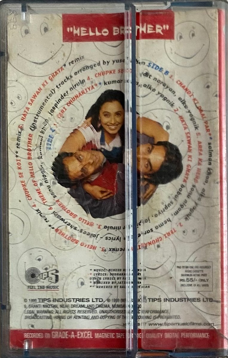 MovzMusicals999's tweet photo. #25YearsOfHelloBrother
Hindi Remake of malayalam Superhit film #Aayushkalam
#Hellobrother Audiocd/cassette @tipsofficial
@HimeshReshmiy10 #Sajidwajid musical
@BeingSalmanKhan @RaniMukherjee4 @arbaazSkhan @SohailKhan https://t.co/Ek8sJOpWzo