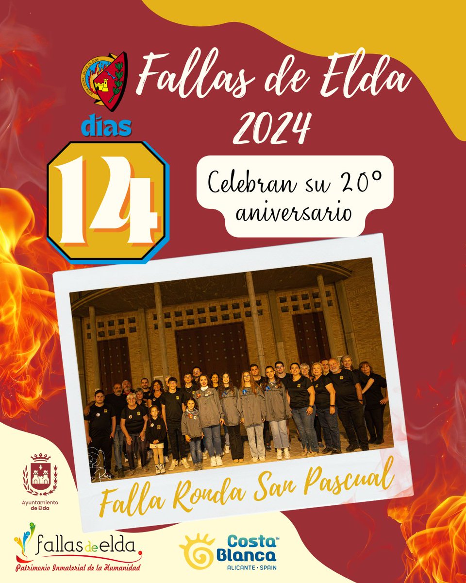 🎉 ¡14 días para las Fallas de Elda! 🎉

FRSP planta en C/Miguel Servet

📷javiruizfotografia

#JuntaCentralFallasElda #FallasElda #EldaenFallas #elda #madeinelda #JuntsMolemMés #FallesUNESCO #SomPatrimoni #fallas #fiestadelfuego #alicante #valencia #comunidadvalenciana #fallascv