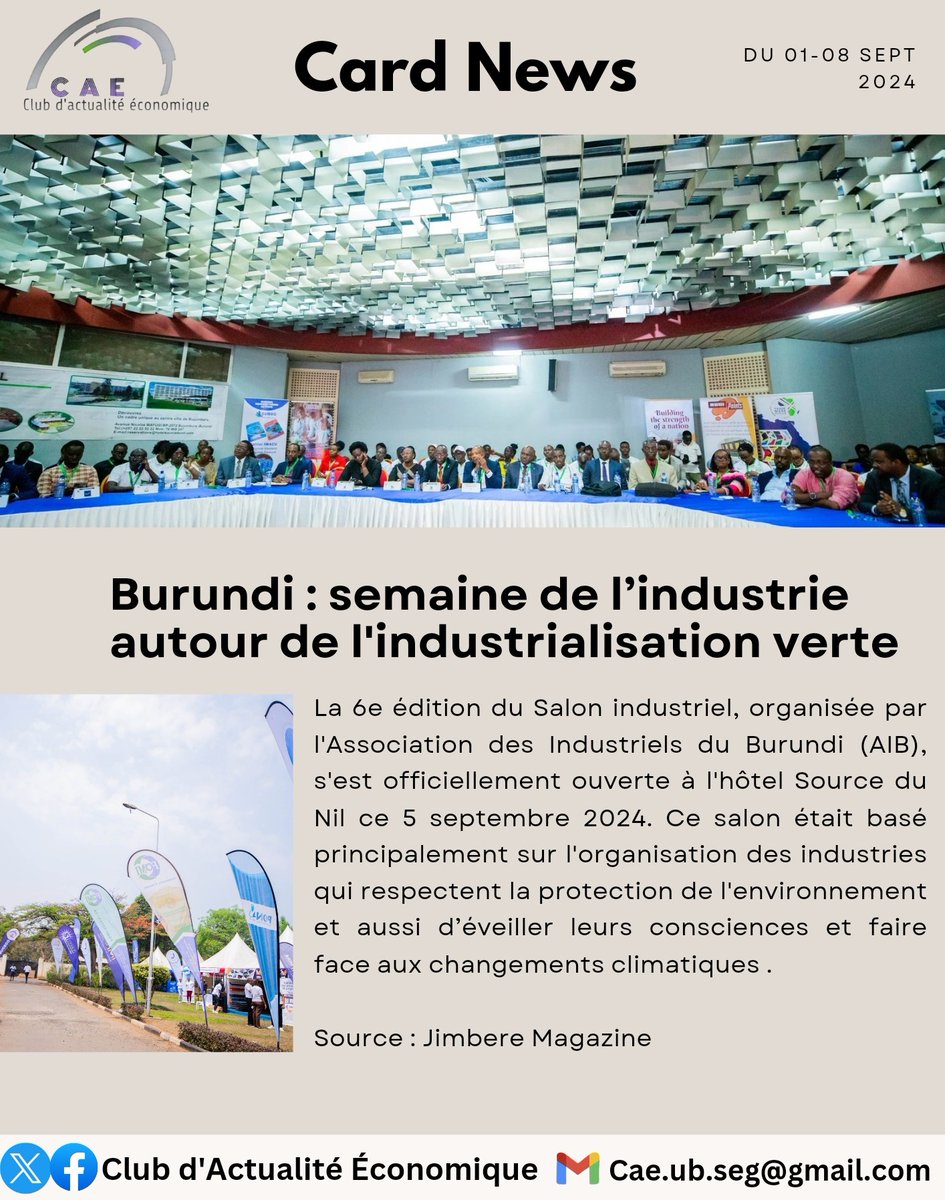 CAE_FSEG's tweet photo. 🌱🏭Burundi : Semaine de l’industrie verte au #SalonIndustriel....

🌍☕ La #Tanzanie assure son accès au marché du café de l'#UE

🇰🇪💰#Kenya : Enquête sur une fraude fiscale de 62 milliards de Ksh....
1/3

#CardNews https://t.co/3FBsEg1QDr