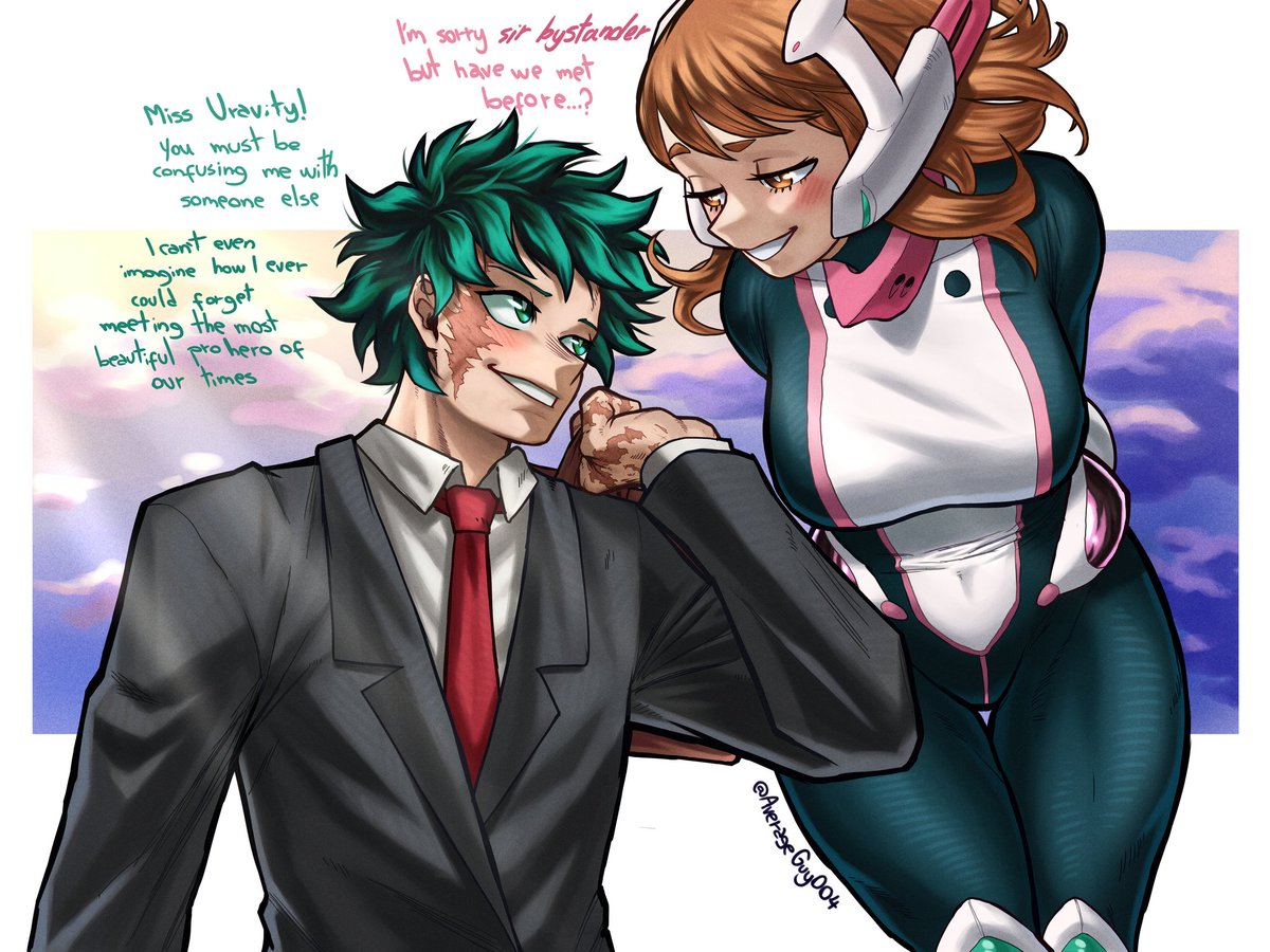 Averageguy004's tweet photo. Pro Hero Uraraka x Teacher Deku https://t.co/3rCdiaxiNm