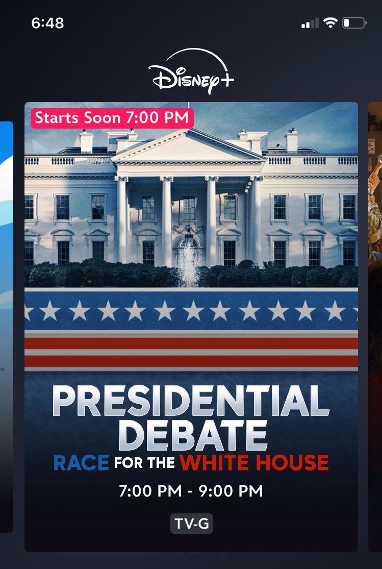 If <a href="/DisneyPlus/">Disney+</a> is promoting the Presidential Debate I expect Mickey &amp; Minnie to be moderating the event, is that too much to ask?