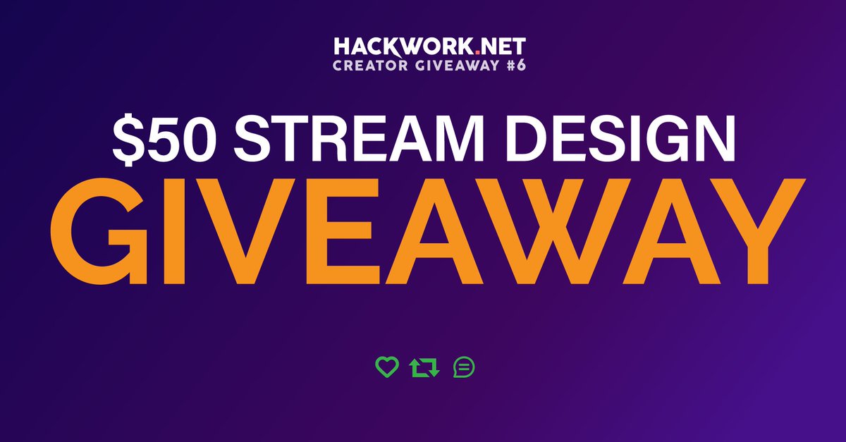 HackWorkNet's tweet photo. Creator Giveaway #6! 🥳 
Enter for a chance to win $50 to Revamp your Stream Designs, Edits, Animations, etc!!

✅ Like + Repost + Follow
✅ Tag your #Creator Friends

Picking winner on Thursday - good luck all! 💙