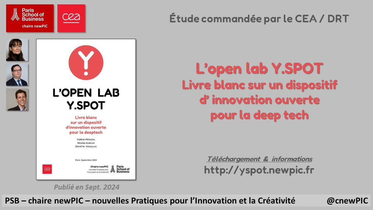 Nouvelle étude proposée par <a href="/cnewpic/">newPIC</a> (<a href="/VMerindol/">Valérie Merindol</a> <a href="/DWV13/">David W Versailles 🇱🇺🇪🇺🇺🇦</a> et N Aubouin), commandée par <a href="/CEA_Officiel/">CEA</a> / DRT sur l’open lab Y.SPOT, dispositif d’innovation ouverte pour la deeptech. A télécharger sur yspot.newpic.fr