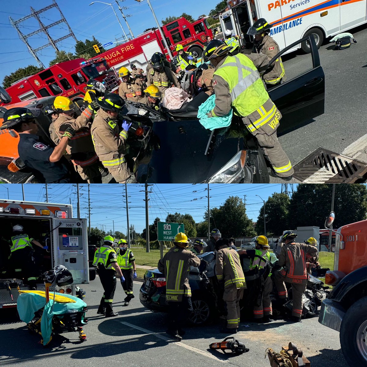 IAFF1212's tweet photo. Car vs. Dump truck. A-shift to the rescue. Great job by all! https://t.co/9sbf5rrBSF