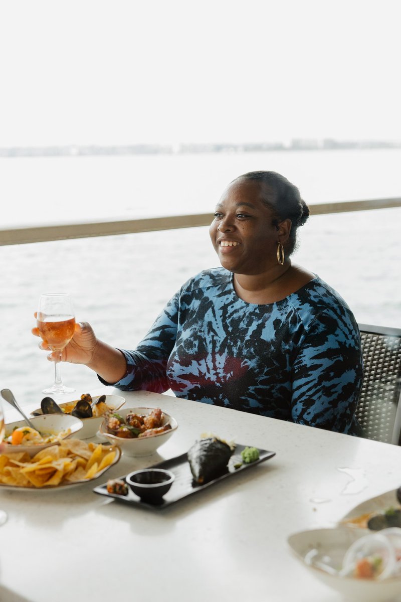 What do all these women have in common?
They’re happy! They’re drinking wine! And they’re all at The Fish Market!