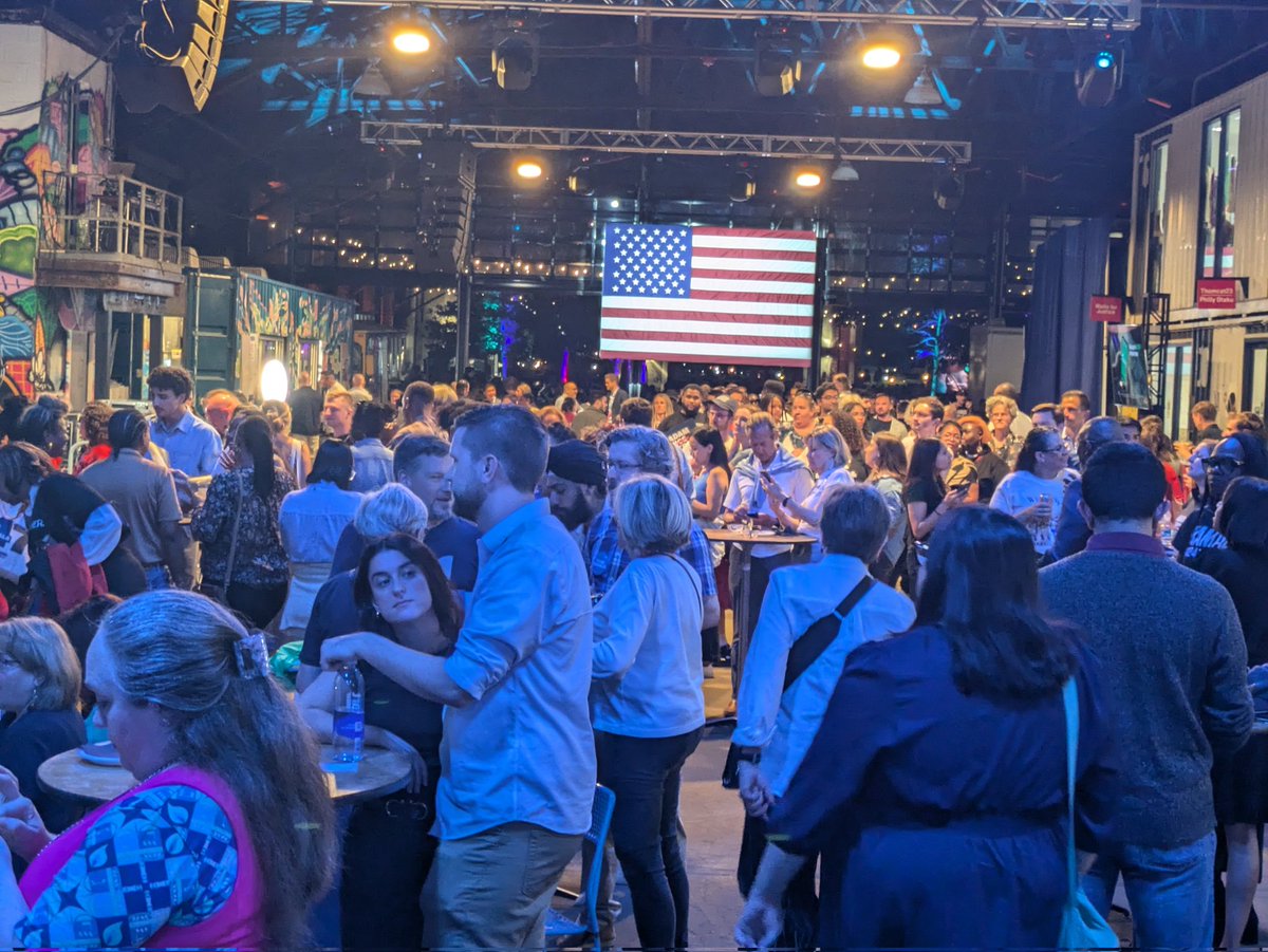 The Harris campaign's watch party in Philly is packed: