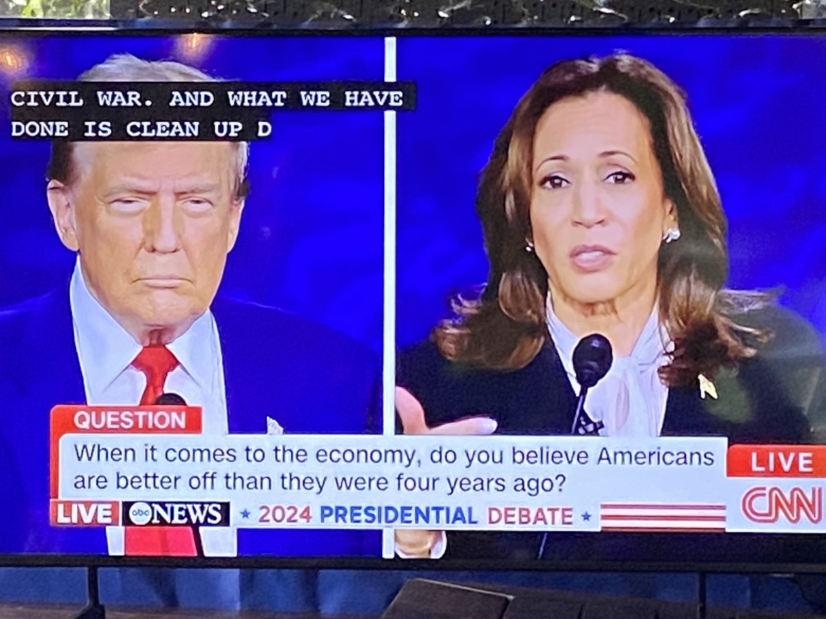From tonight’s debate ⁦<a href="/BluWaterBistro/">BluWater Bistro</a>⁩ “Let’s look at what Donald Trump left us,” Harris said.