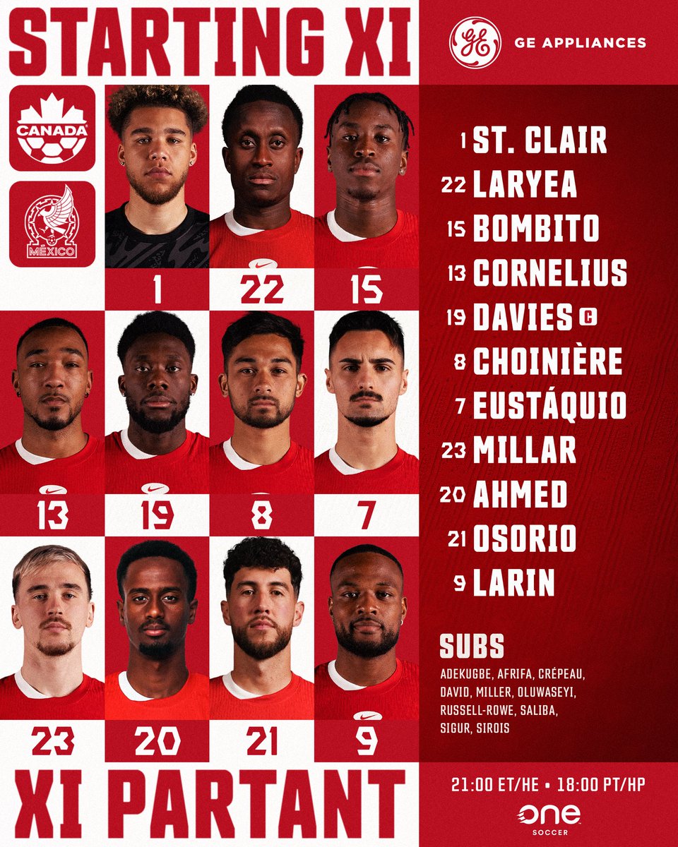 T90Canada's tweet image. STARTING XI VS MEXICO 🇲🇽🇨🇦

It's game day today as Canada go take on Mexico in a exhibition match.

The starting line-up for this match is as follows:

#WeCAN #CANMNT #MEXCAN
