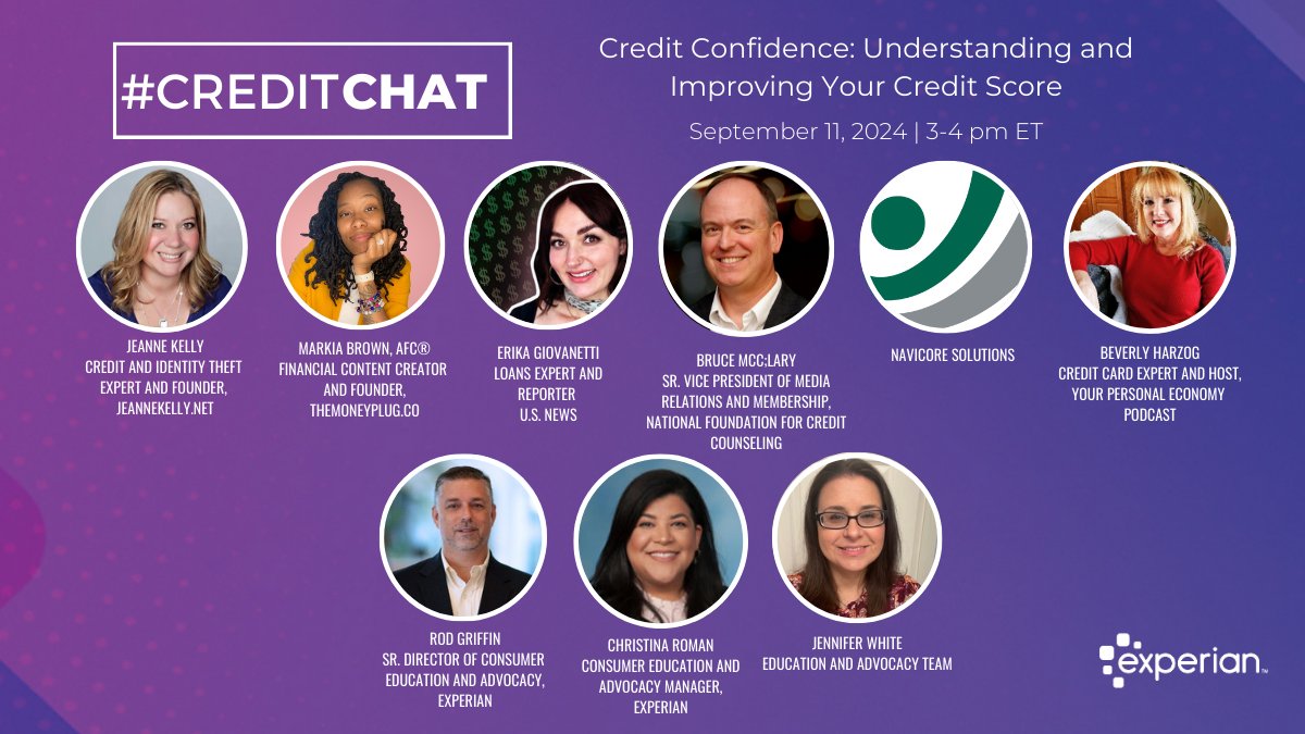Experian (@experian) on Twitter photo Tune in to tomorrow’s #CreditChat about building a credit confidence ft. @CreditScoop, <a href="/BruceMcclary/">Bruce McClary</a>, <a href="/NextGenPF/">Next Gen Personal Finance</a>, @NavicorePR, @Theemoneyplug, <a href="/erikaxgio/">Erika Giovanetti, CPFC</a>, <a href="/BeverlyHarzog/">Beverly Harzog</a>, <a href="/Rod_Griffin/">Rod Griffin</a>, @Jennifer_wWhite, and <a href="/Teena_LaRo/">Christina Roman</a>. experian.com/blogs/news/abo… Tune in to tomorrow’s #CreditChat about building a credit confidence ft. @CreditScoop, <a href="/BruceMcclary/">Bruce McClary</a>, <a href="/NextGenPF/">Next Gen Personal Finance</a>, @NavicorePR, @Theemoneyplug, <a href="/erikaxgio/">Erika Giovanetti, CPFC</a>, <a href="/BeverlyHarzog/">Beverly Harzog</a>, <a href="/Rod_Griffin/">Rod Griffin</a>, @Jennifer_wWhite, and <a href="/Teena_LaRo/">Christina Roman</a>. experian.com/blogs/news/abo…