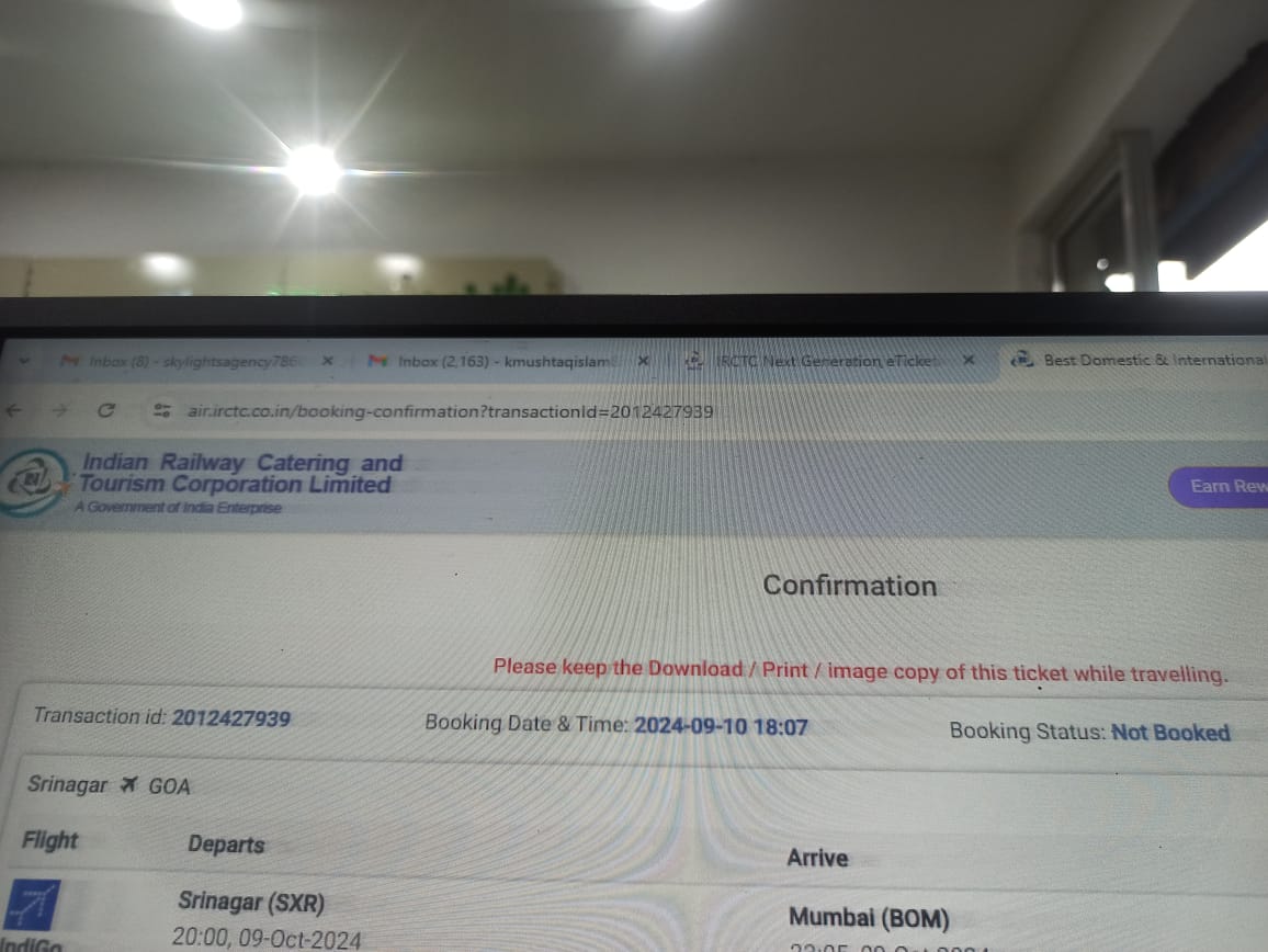 rockerdon007's tweet photo. @IRCTCofficial  I booked 2  flights tickets but both of them were not booked and money got deducted please help....... https://t.co/T8qyqo382L